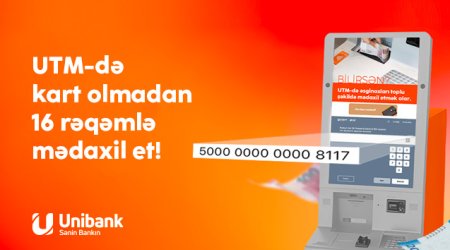 Kart üzərinizdə olmadan da Unibank bankomatlarından pul yükləyə bilərsiniz