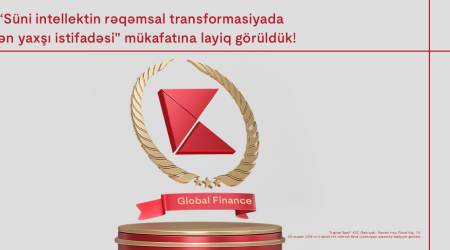 “Global Finance” Kapital Bank-ı “Süni intellektin rəqəmsal transformasiyada ən yaxşı istifadəsi” mükafatına layiq görüb