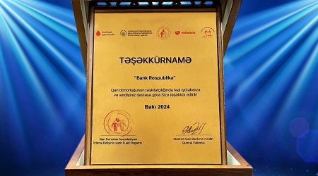 Bank Respublika awarded for active participation in blood donation