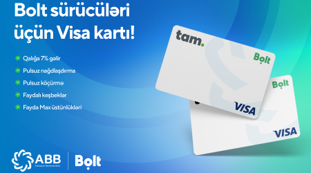 ABB-dən Bolt sürücülərinə özəl Visa kartı!