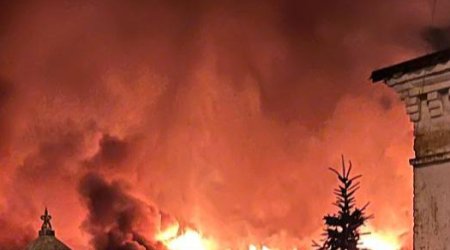 Пожар в Курской области после атаки беспилотника