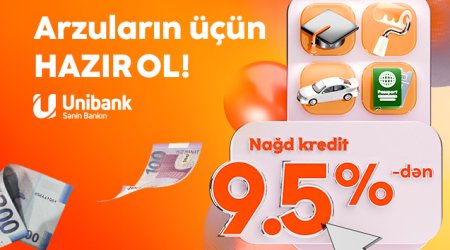 Unibank kredit faizini 9,5 %-ə endirdi