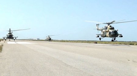 HHQ-nin helikopter bölmələri şərti düşmənin yerüstü hədəflərini məhv ediblər