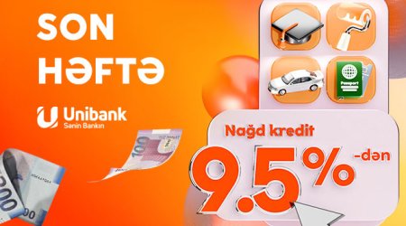Unibankın 9,5 %-lik kredit kampaniyası davam edir