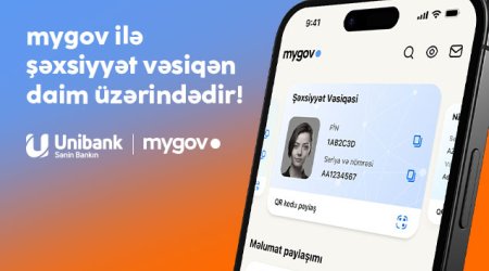 Unibankın xidmətlərindən rəqəmsal şəxsiyyət vəsiqənizlə istifadə edə bilərsiniz