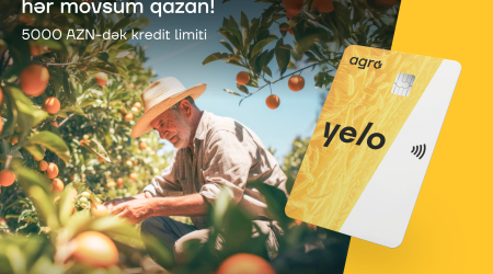 Yelo Bank-dan fermerlər üçün 12 ay güzəşt müddətli kredit kartı