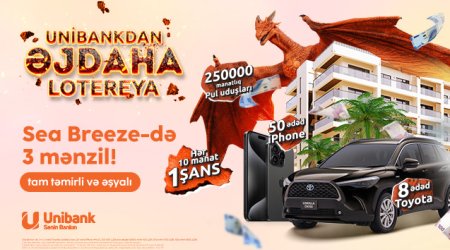 Unibankın “Əjdaha” lotereyasının üçüncü tirajının qalibləri seçilib