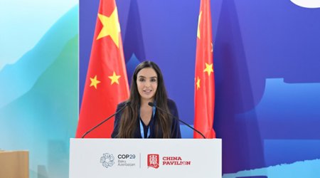 Leyla Əliyeva Çin pavilyonunda təşkil olunan paneldə iştirak edib