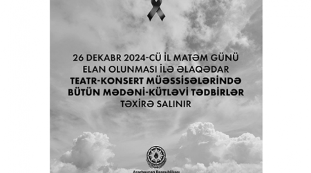 Matəmlə əlaqədar bütün mədəni-kütləvi tədbirlər təxirə salınıb