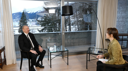 İlham Əliyev Davosda Çinin CGTN telekanalına müsahibə verib