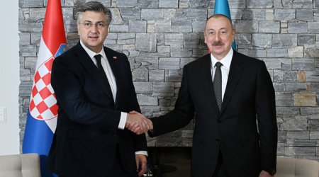 İlham Əliyev Davosda Andrey Plenkoviç ilə görüşüb