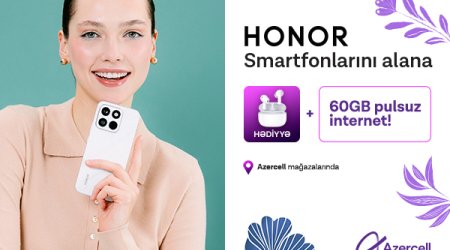 2-месячная подписка на 30 ГБ интернета от Azercell при покупке
устройств Honor