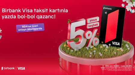 Весенняя кампания от Birbank: дополнительный кэшбэк для владельцев карт
рассрочки Birbank Visa при онлайн-покупках.