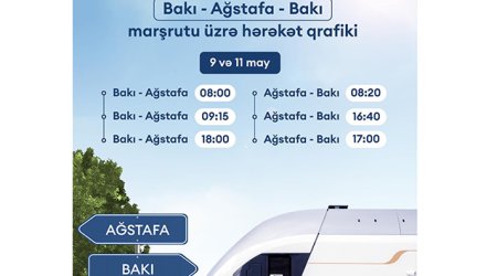 АЖД вводит дополнительные рейсы по маршруту Баку-Агстафа-Баку