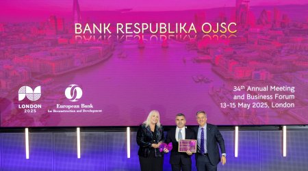 Банк Республика в третий раз подряд удостоен престижной награды EBRD — «Самый активный банк-эмитент в Азербайджане»