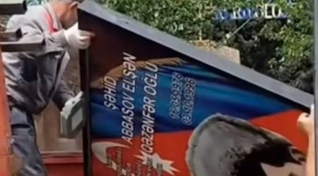 Gəncədə şəhid lövhələri sökülür - Video