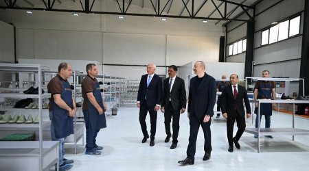 Президент Ильхам Алиев принял участие в открытии Лачынского филиала обувной фабрики PIRSHAGHI