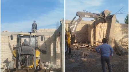 В Агджабеди снесено незаконное строение, возведённое повторно