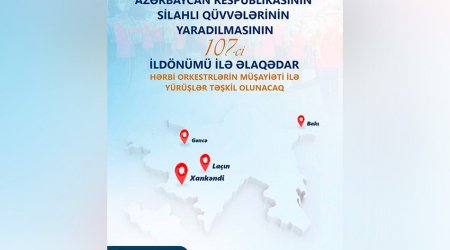 Завтра в Азербайджане будут организованы марши в сопровождении военных оркестров
