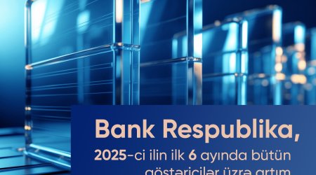 Bank Respublika cari ilin birinci yarımilliyi üzrə bütün əsas maliyyə göstəriciləri üzrə artım nümayiş etdirib