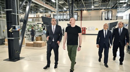 Əliyev Ağdam Sənaye Parkında açılışda iştirak edib