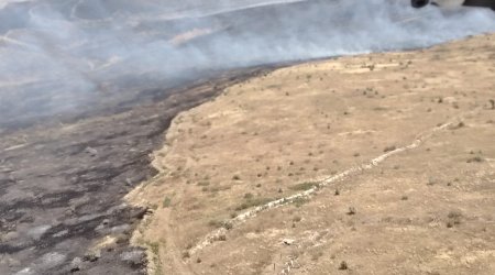 Ağdərədə açıq ərazidə yanğın: helikopter cəlb olunub
