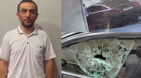 Bakıda maşının şüşəsini qəsdən sındıran şəxs saxlanılıb - Video