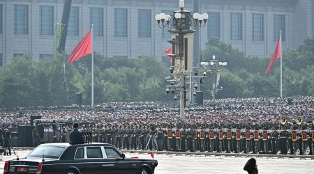 Ilham and Mehriban Aliyev attend military parade in Beijing