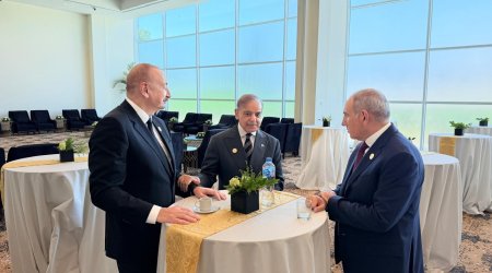 Aliyev meets Pashinyan, Sharif at peace summit in Egypt