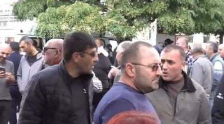 Armenian truck drivers protest at Russian embassy in Yerevan