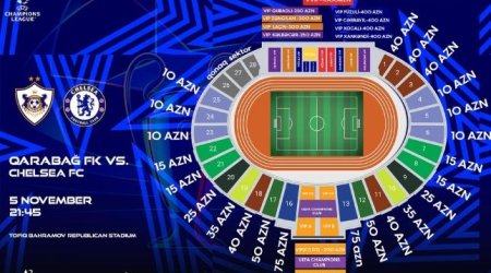 "Qarabağ" - "Çelsi" matçının biletləri satışa çıxarılır