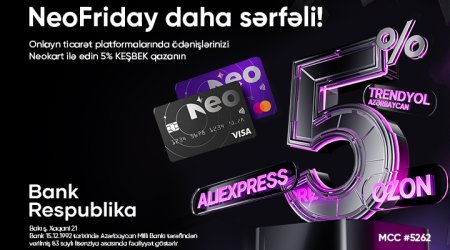 Neokart sahibləri Black Friday-də 5% keşbek qazanacaq!