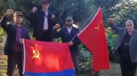 Bakıda SSRİ bayraqları ilə yürüşə cəhd edən qrup saxlanılıb