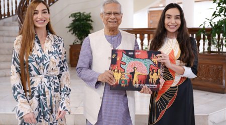 Leyla və Arzu Əliyevalar Dəkkədə Banqladeşin müvəqqəti hökumətinin Baş müşaviri ilə görüşüblər