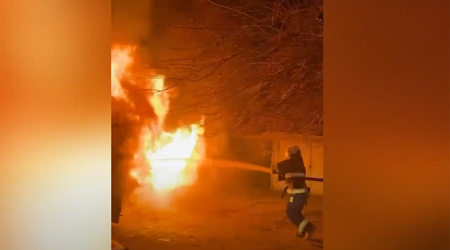 Masazırda avtomobil yanıb - 1 nəfər ölüb, 2 nəfər yaralanıb