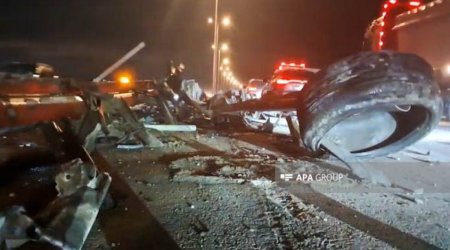 Qaradağda zəncirvari qəza tıxaca səbəb olub