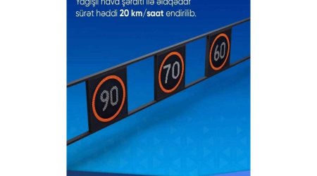 Yağışlı hava ilə əlaqədar Zığ&ndash;Hava Limanı yolunda sürət həddi endirilib