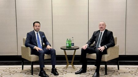 Əliyev Əbu-Dabidə Müsəlman Ağsaqqalları Şurasının baş katibi ilə görüşüb