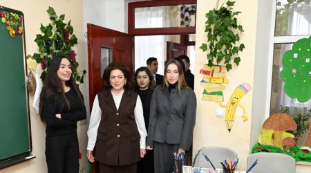 Leyla və Alena Əliyevalar Gəncədə xüsusi ümumtəhsil məktəbində