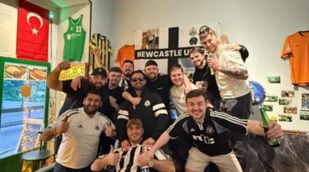 Newcastle fans replace Chelsea flag in Baku bar ahead of Champions League tie