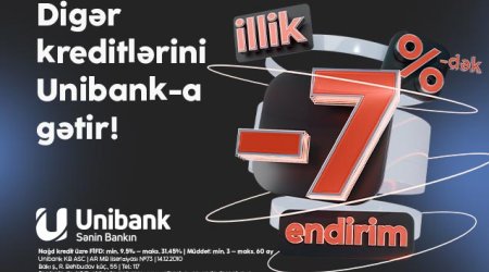 &ldquo;Unibank&rdquo;ın 7 %-dək endirimli kredit kampaniyasının bitməsinə az qaldı!