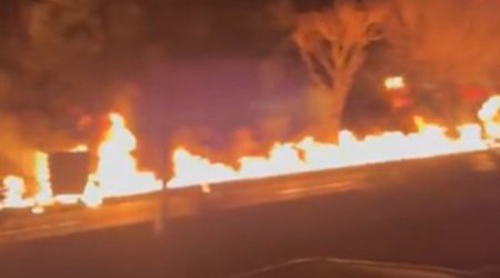 Tehranda neft anbarları vuruldu - Video