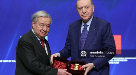 Ərdoğan Quterreşi &ldquo;Atatürk Beynəlxalq Sülh Mükafatı&rdquo; ilə təltif edib