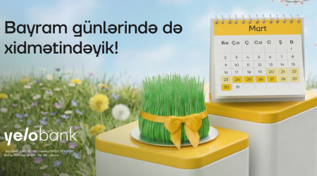 Yelo Bank bayram günlərində xidmətində olacaq
