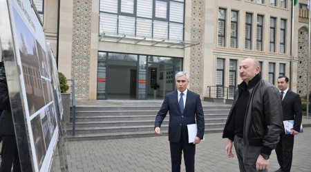 Prezident Şamaxı Avropa liseyinin yeni binasının açılışında iştirak edib