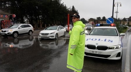 Yağışlı hava ilə bağlı polis zəruri təhlükəsizlik tədbirlərini davam etdirir - Video