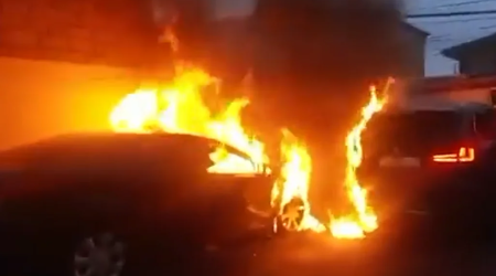 Masazırda avtomobildə yanğın baş verib - Video