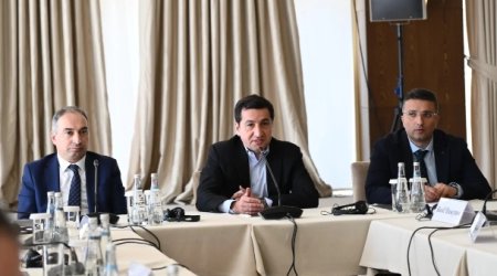 Hikmət Hacıyev Qəbələdə Azərbaycan və Ermənistan vətəndaş cəmiyyətlərinin nümayəndələri ilə görüşüb