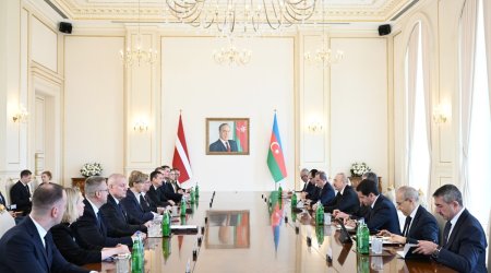 Presidents of Azerbaijan and Latvia held expanded meeting