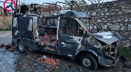 Gəncədə yük maşını yanıb